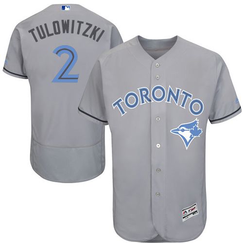 Blue Jays #2 Troy Tulowitzki Grey Flexbase Authentic Collection Father's Day Stitched MLB Jersey